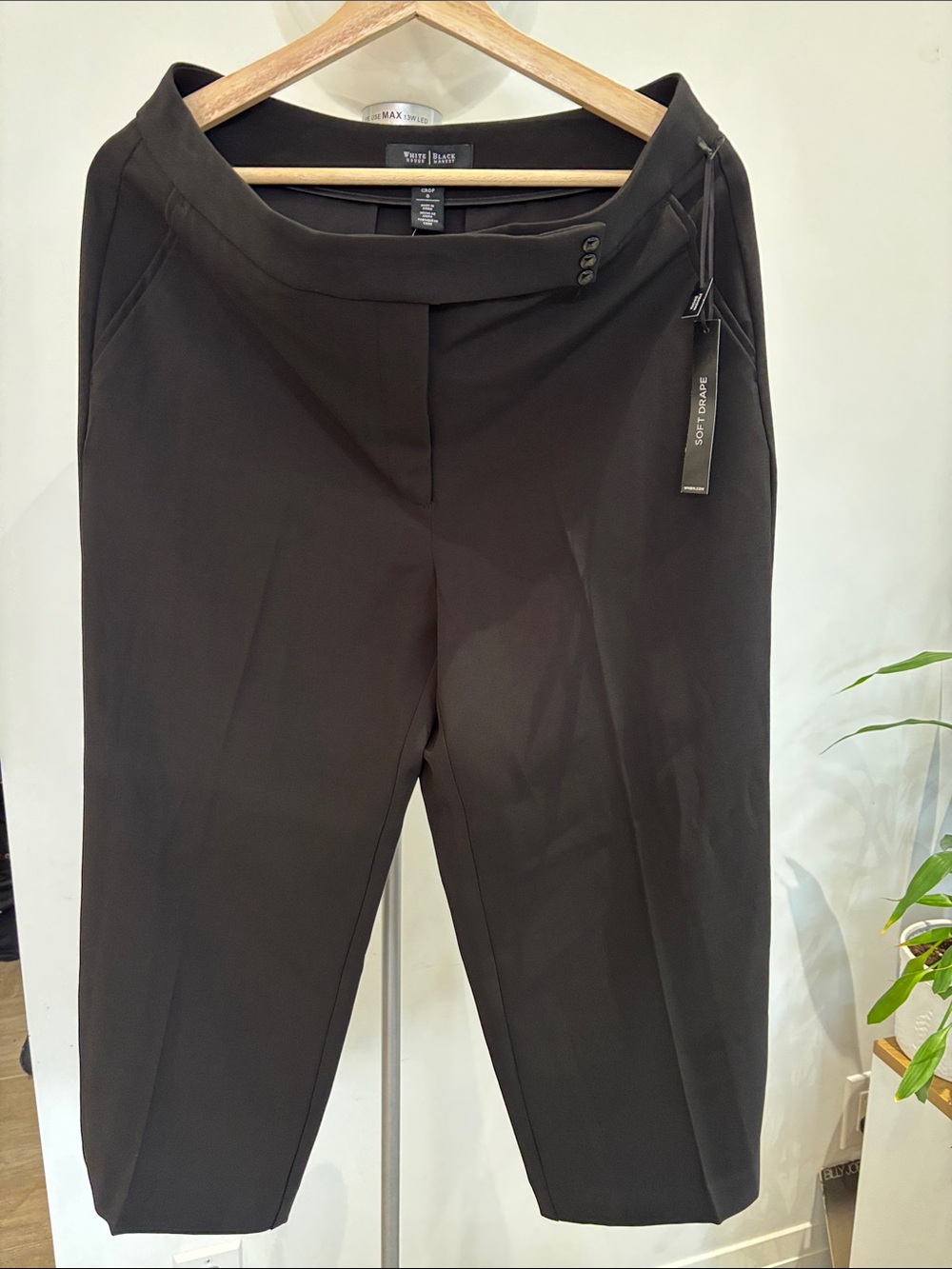 White House Black Market Black Cropped Tapered Dress Pants
